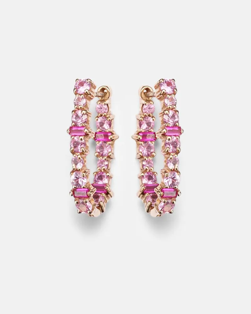 Ileana Makri Ohrringe Rivulet aus 18kt Roségold mit Saphiren und Rubinen Gold