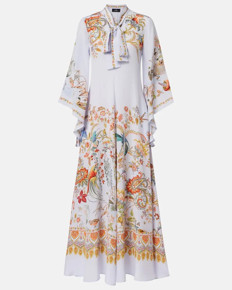 Etro Maxikleid aus Seide Blau