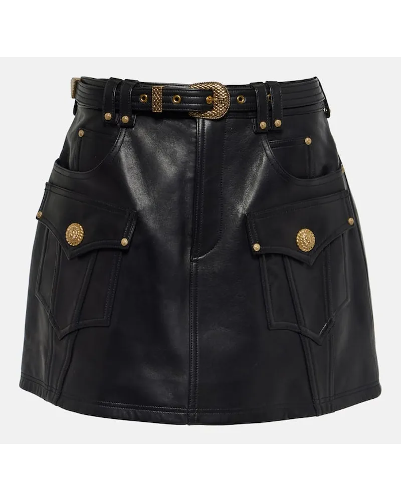 Balmain Minirock aus Leder Schwarz