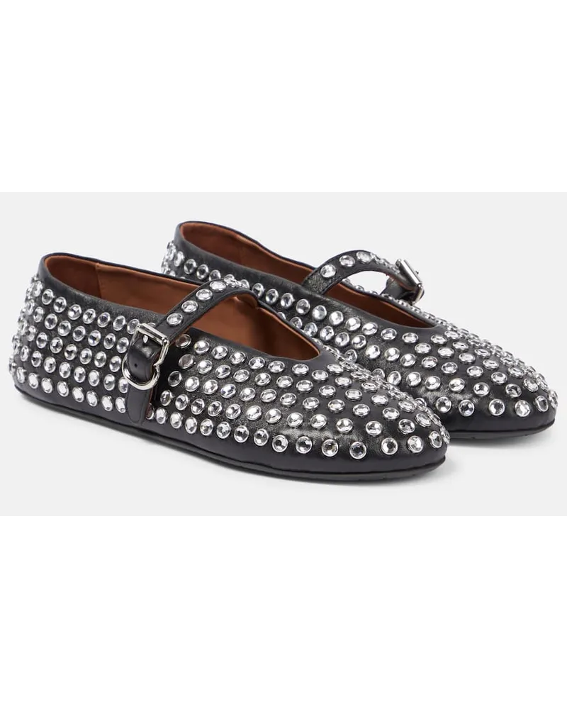 Alaïa Alaïa Ballerinas aus Leder mit Kristallen Schwarz