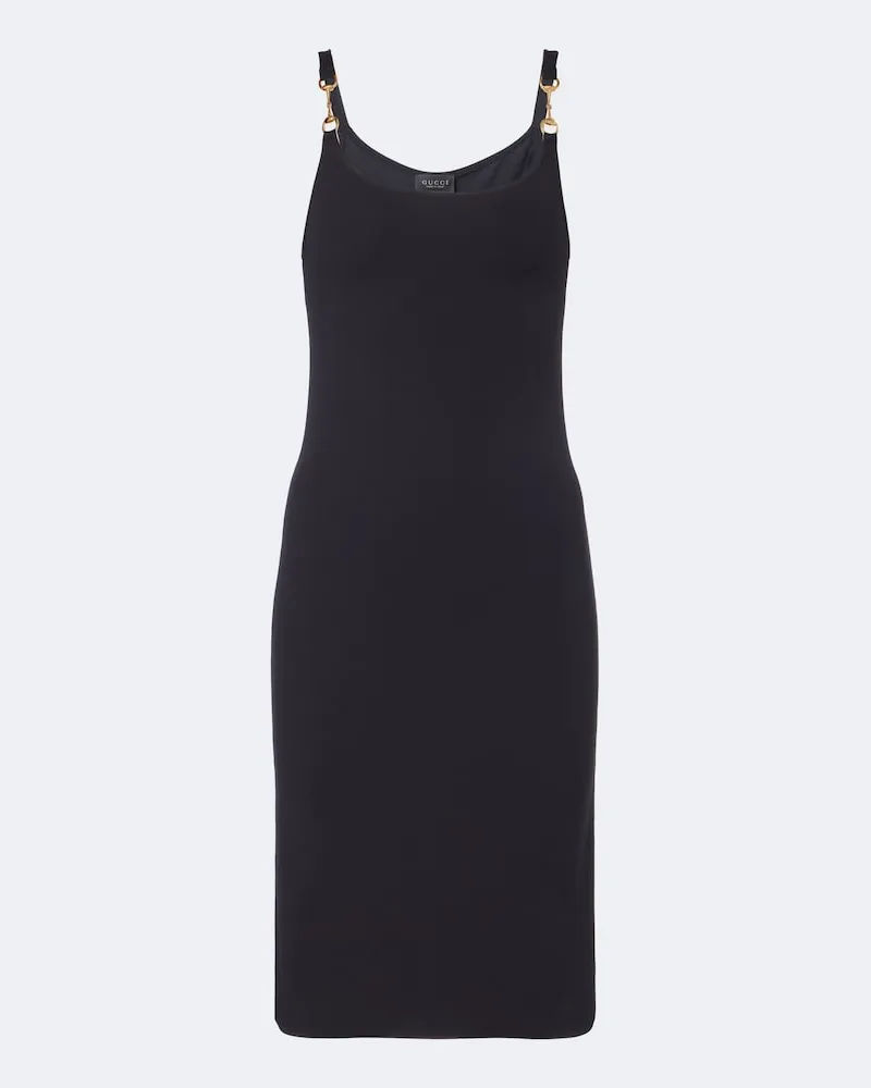 Gucci Midikleid Horsebit aus Jersey Schwarz