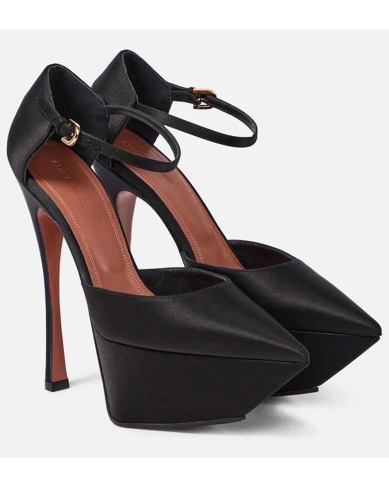 Amina Muaddi Plateau-Pumps Yigit aus Satin Schwarz