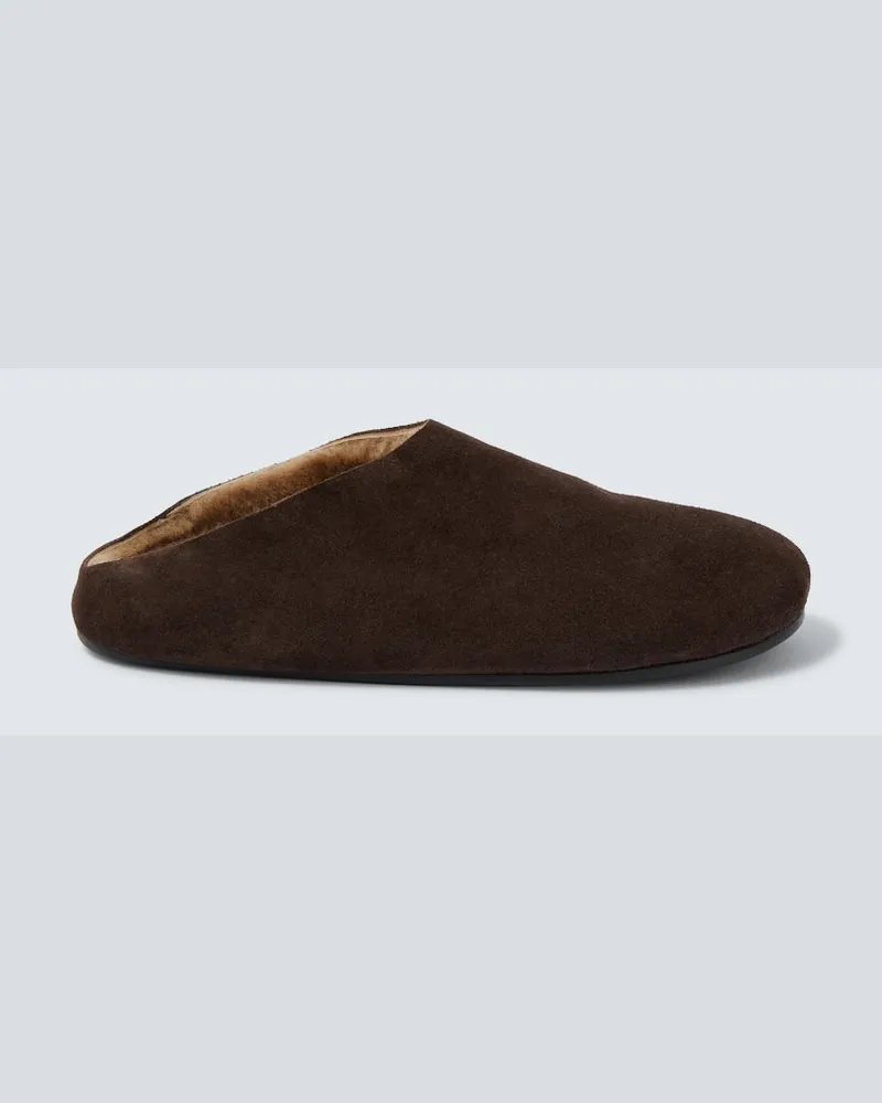 The Row Slippers Hudson aus Veloursleder Braun
