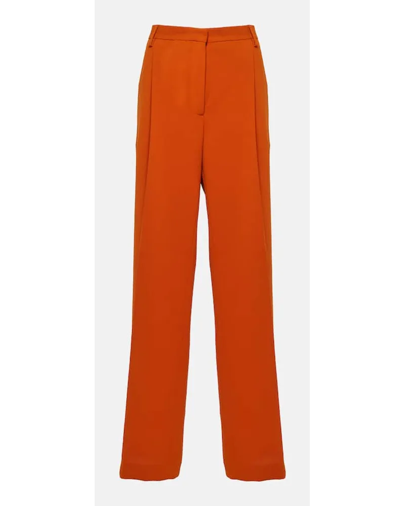 Dries van Noten Gerade High-Rise-Hose aus Crepe Orange