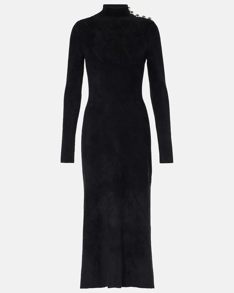 Proenza Schouler White Label Maxikleid Jude aus Chenille Schwarz