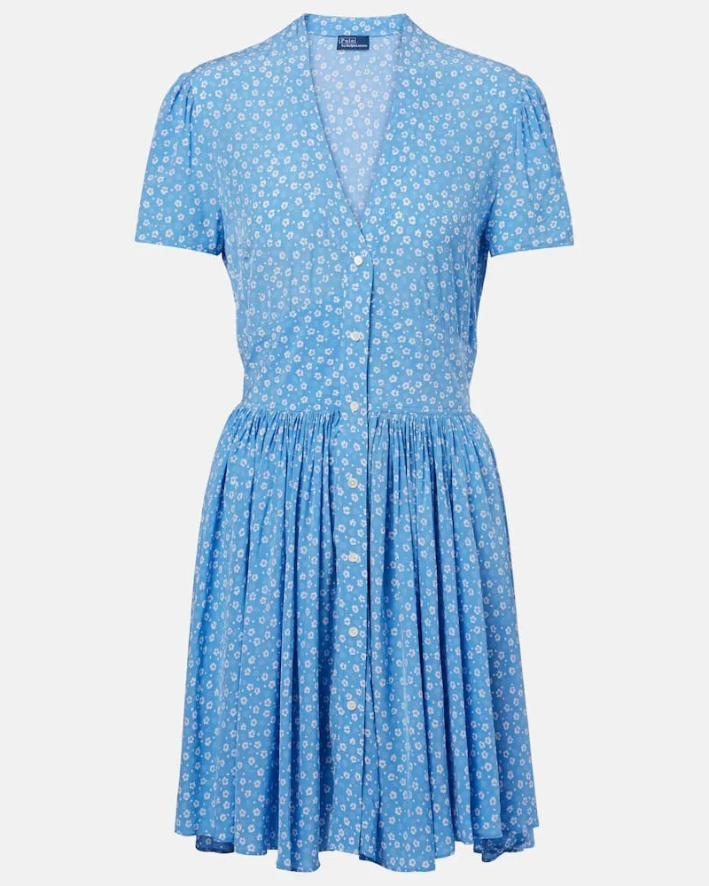 Ralph Lauren Hemdblusenkleid aus Crêpe Blau
