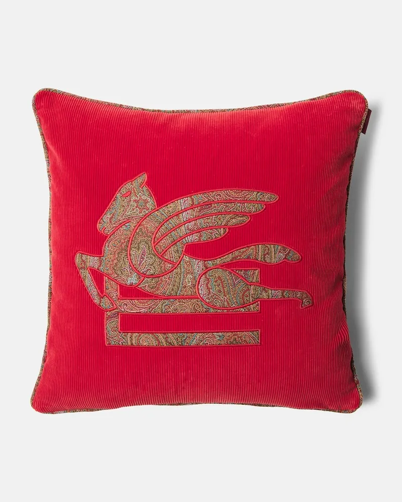 Etro Kissen Pegaso aus Baumwolle Rot