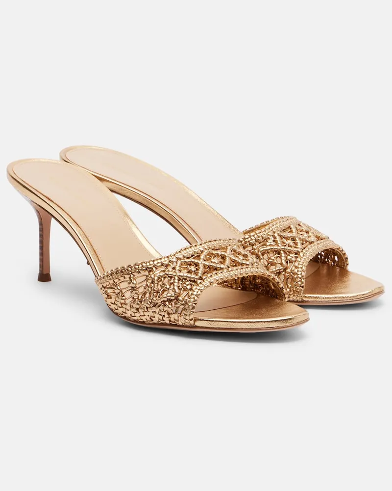 Veronica Beard Pantoletten aus Metallic-Leder Gold