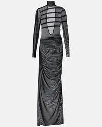 Jean Paul Gaultier Maxikleid aus Mesh Schwarz