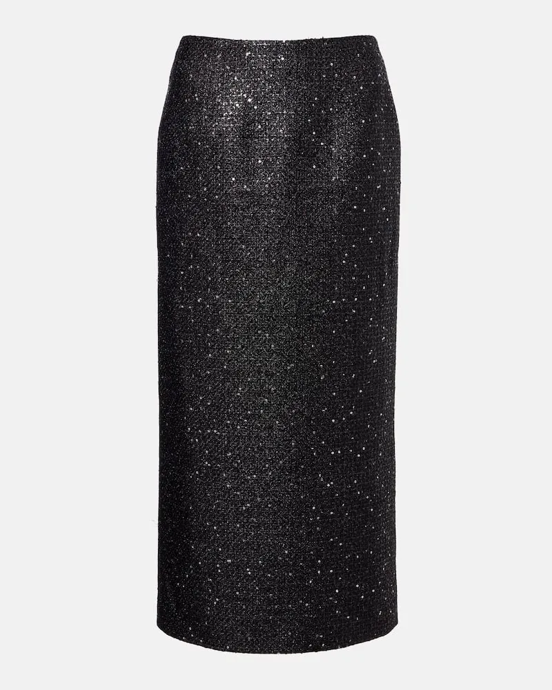 Carolina Herrera New York Bleistiftrock aus Tweed mit Pailletten Schwarz