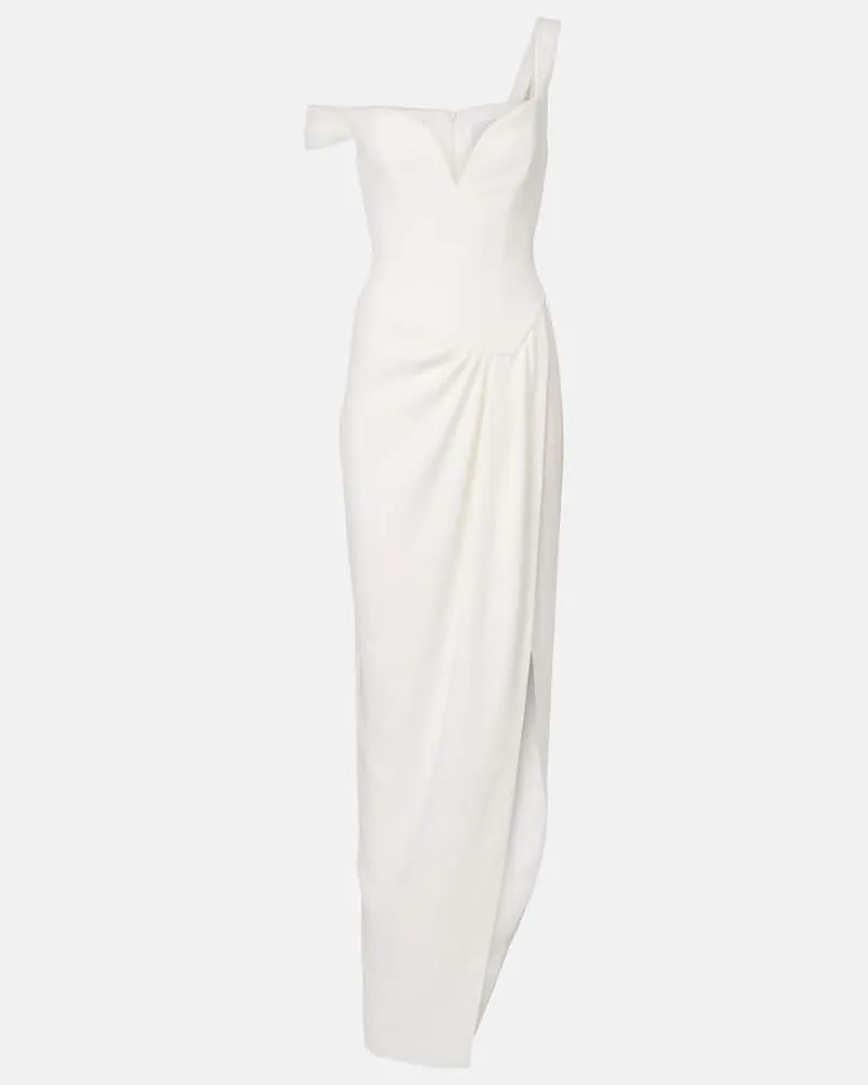 Alex Perry Bridal Off-Shoulder-Robe aus Crêpe Weiß