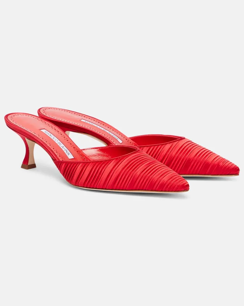 Manolo Blahnik Mules Carolyne 50 aus Satin Rot
