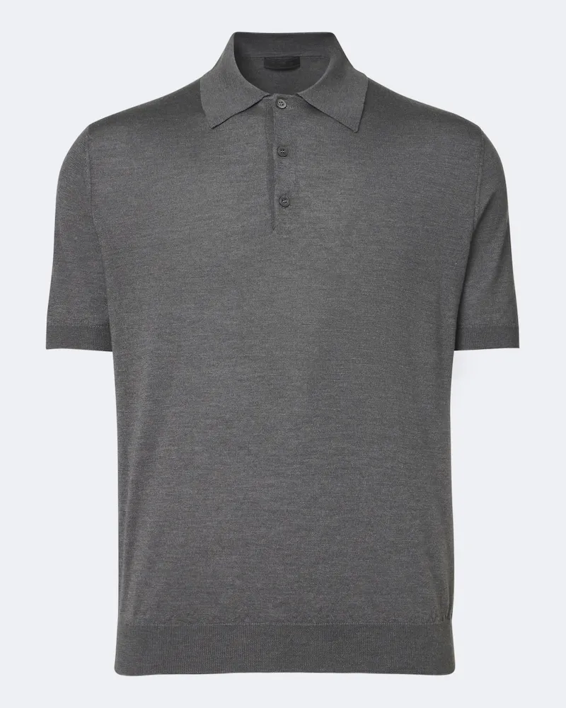 Prada Poloshirt aus Kaschmir und Seide Grau