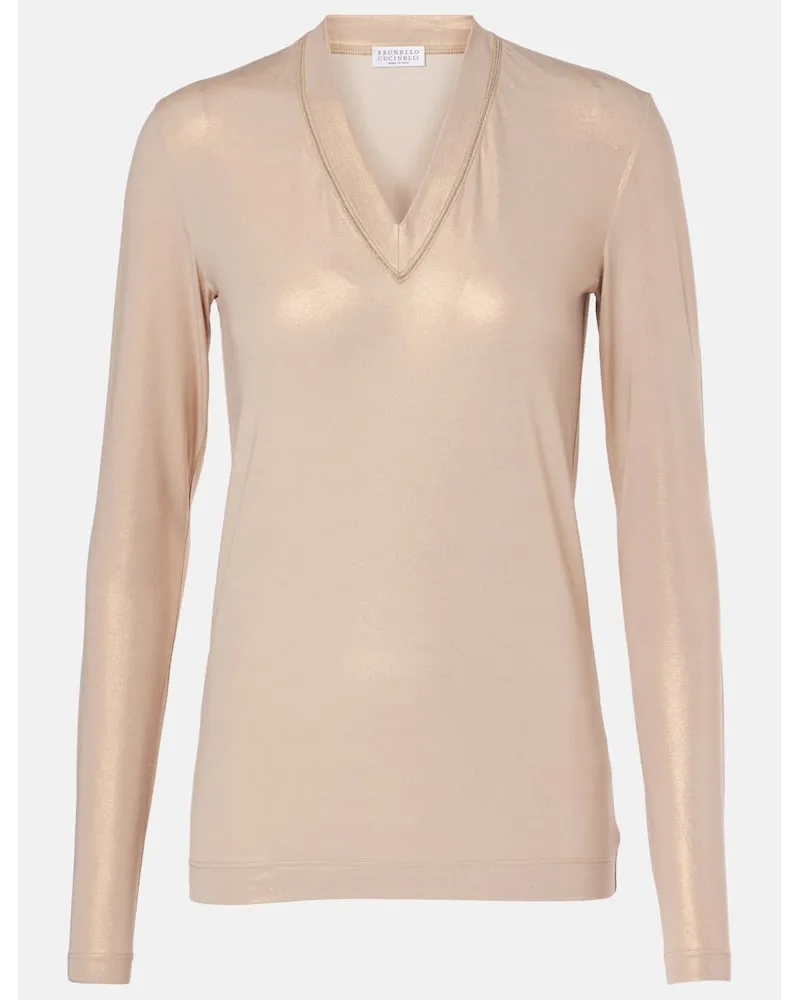 Brunello Cucinelli Top aus einem Baumwollgemisch Gold