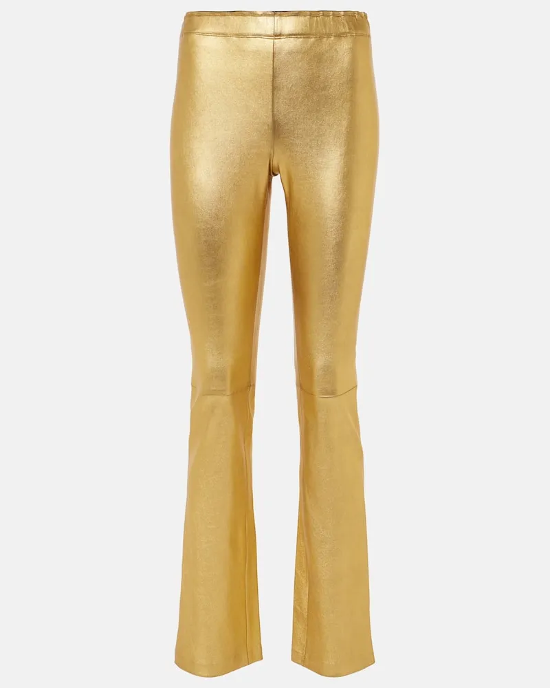Stouls Leggings JP Long aus Metallic-Leder Rot