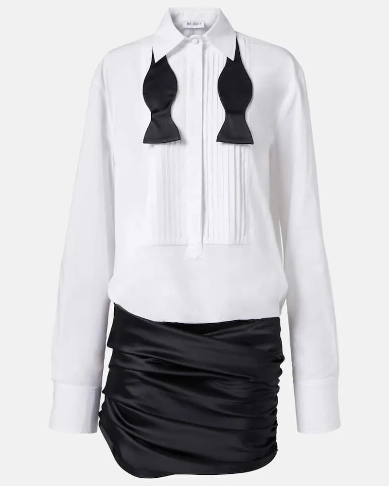 ATTICO Minikleid aus Popeline und Satin Weiß