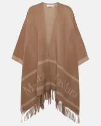 Max Mara Poncho aus Woll-Jacquard Braun