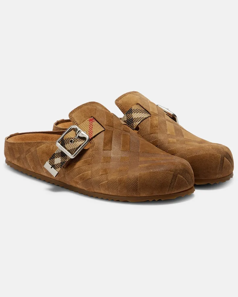 Burberry Slippers aus Veloursleder Braun