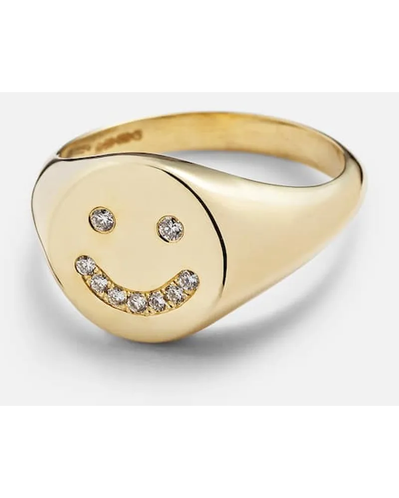 Roxanne First Ring Smiley aus 14kt Gelbgold mit Diamanten Gold