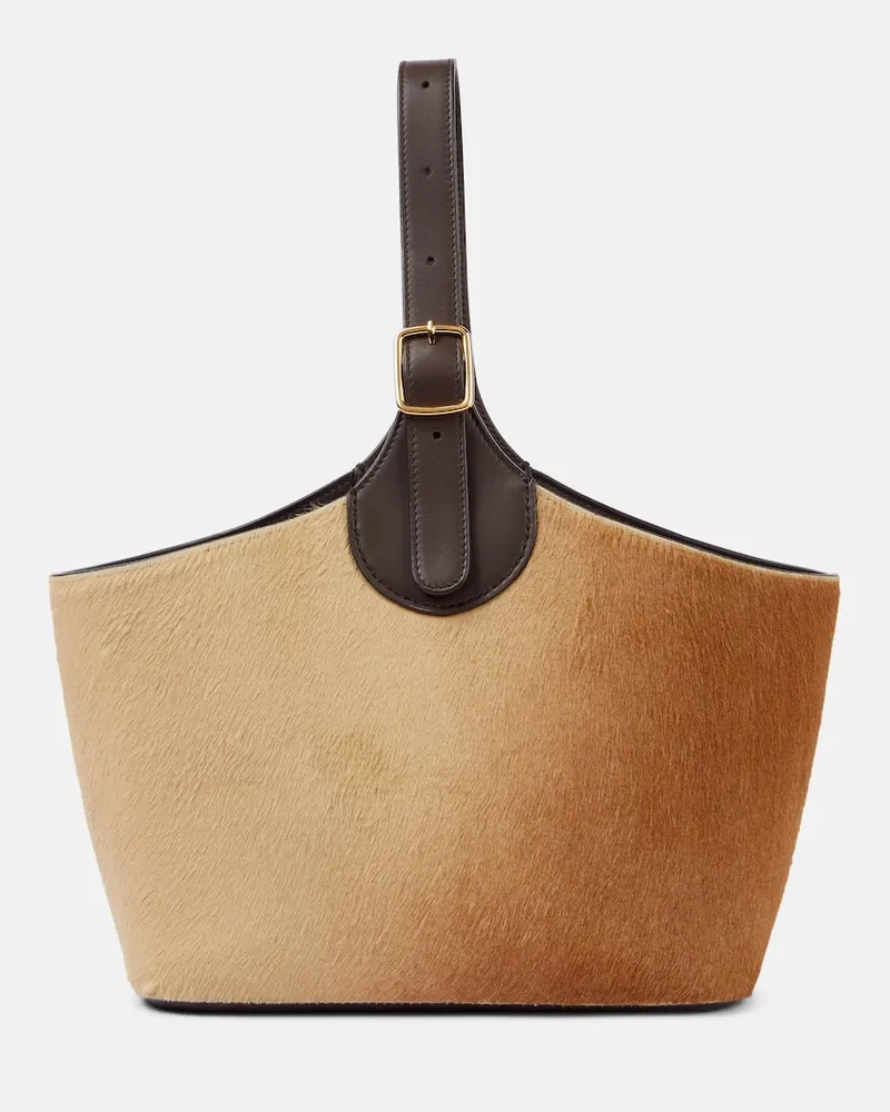 Loro Piana Bucket Bag Bobbin aus Kalbshaar Beige