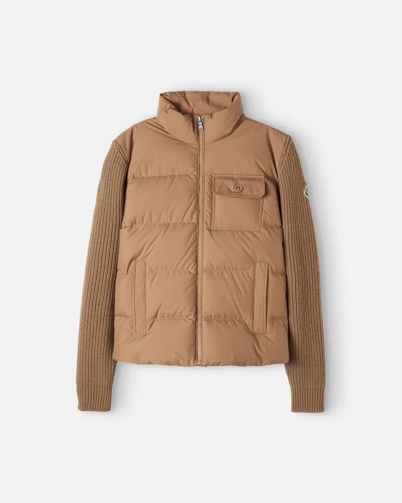 Moncler Daunenjacke aus Wolle und Kaschmir Beige