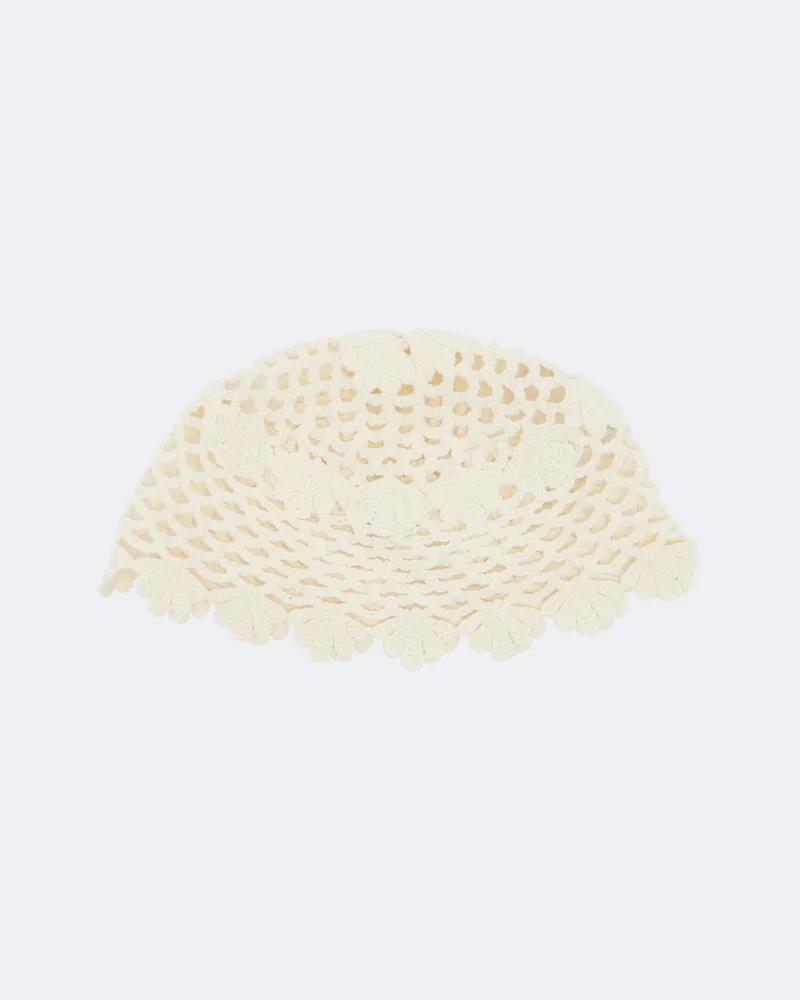 Posse Gehäkelte Beanie aus Baumwolle Weiß