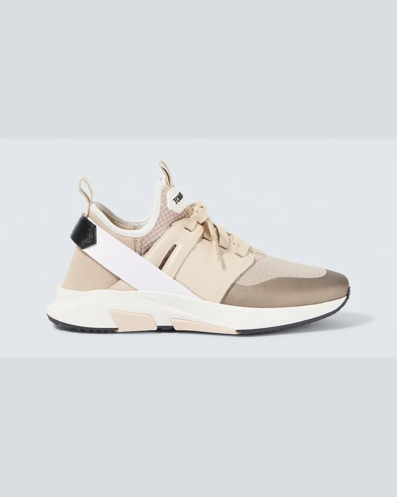 Tom Ford Sneakers Jago mit Leder Beige