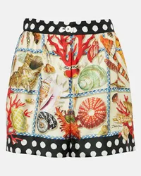 Dolce & Gabbana Bedruckte Shorts Capri aus Seidensatin Multicolor