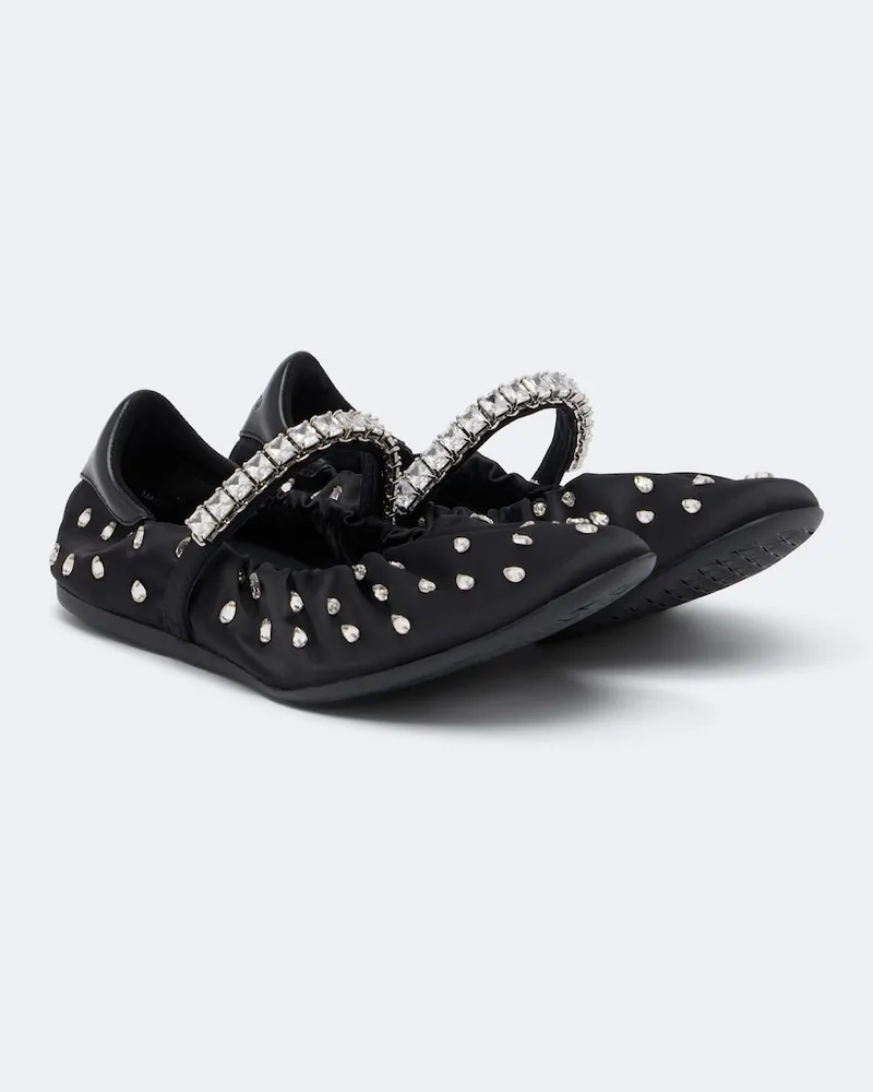 Jimmy Choo Verzierte Ballerinas Jade aus Satin Schwarz