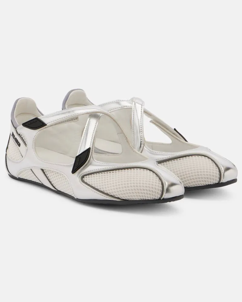 ATTICO Ballerinas Floor 01 aus Lederimitat und Mesh Silber