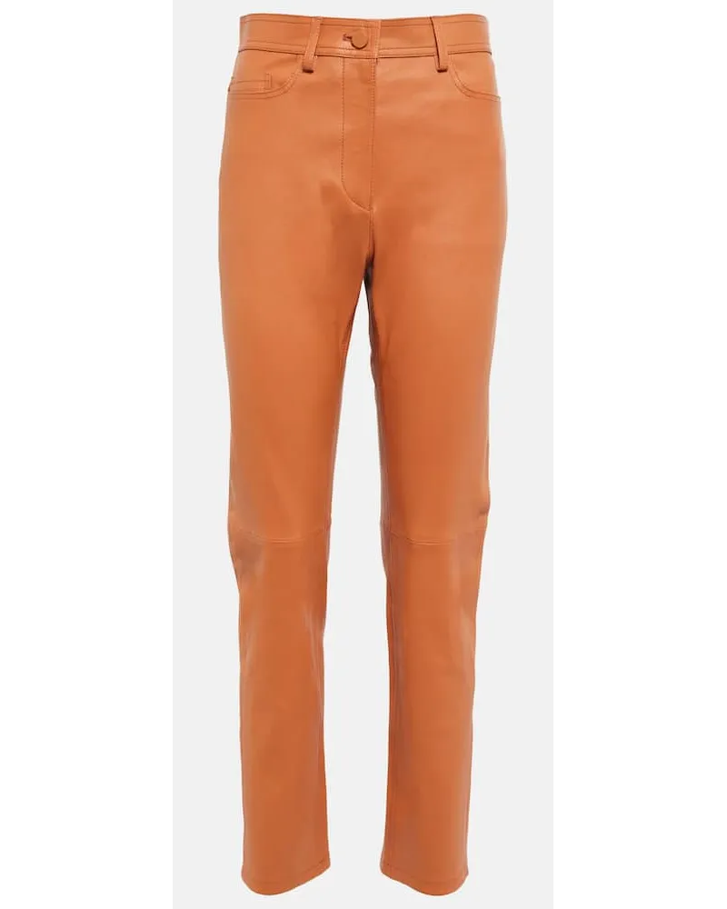 Joseph High-Rise-Hose aus Leder Braun