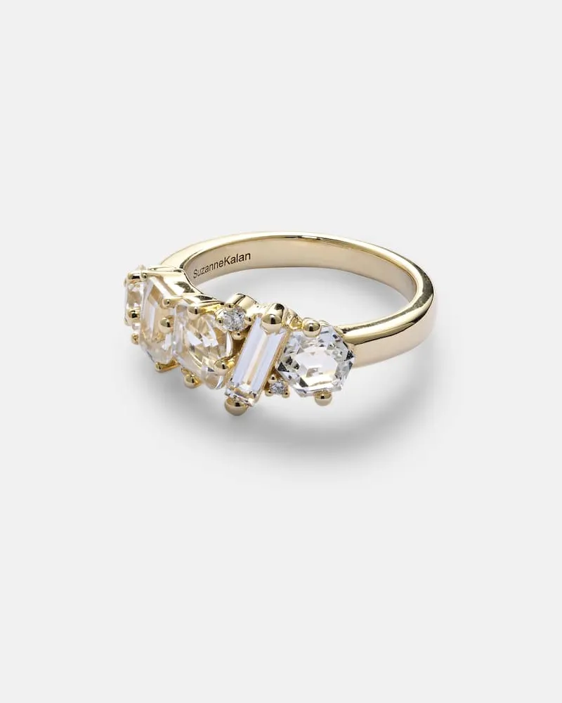 Suzanne Kalan Ring Nadima Glimmer aus 14ktÂ Gelbgold mit Diamanten und Topas Weiã