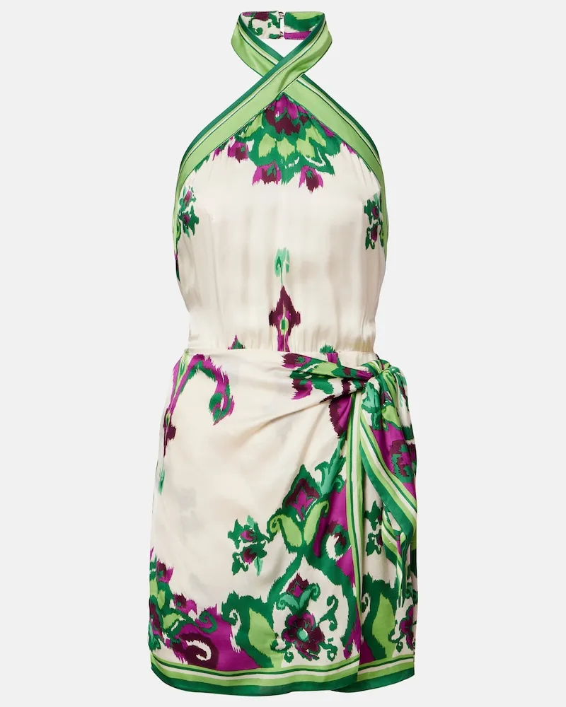 Poupette St Barth Bedrucktes Minikleid Aya Grün