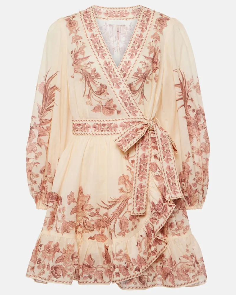 Zimmermann Bedrucktes Wickelkleid aus Baumwolle Weiã