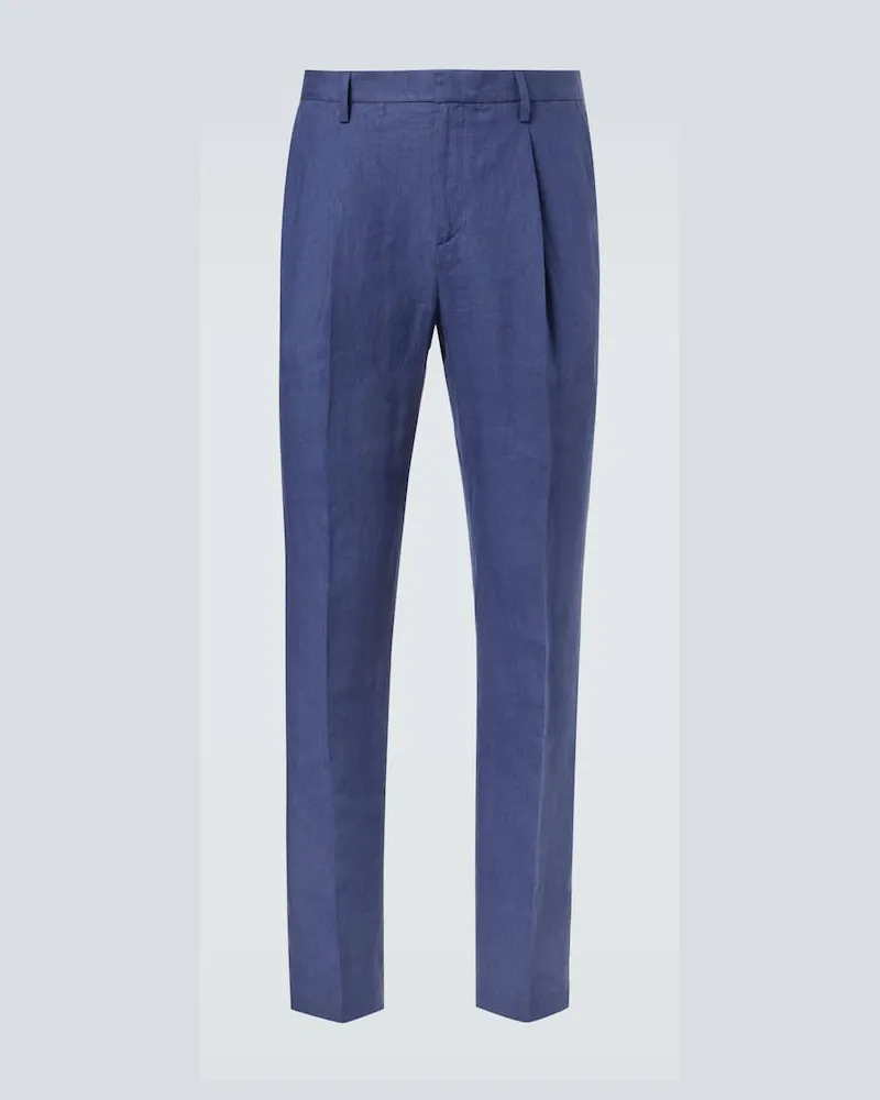 Sunspel Gerade Hose aus Leinen Blau