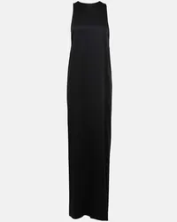 Saint Laurent Robe aus Satin Schwarz