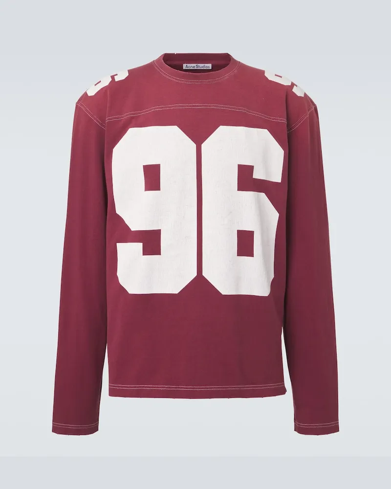Acne Studios Bedrucktes Longsleeve aus Baumwolle Rot