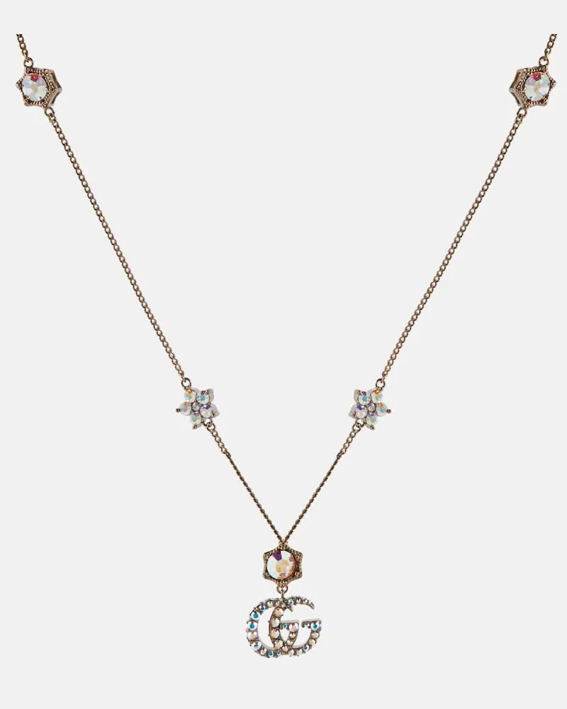 Gucci Halskette Double G mit Kristallen Gold