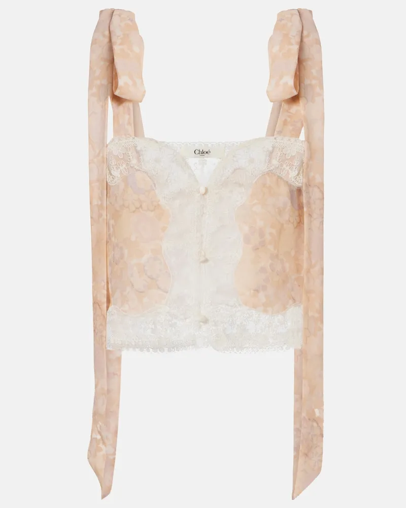 Chloé Chloé Top aus Seide mit Spitze Rosa