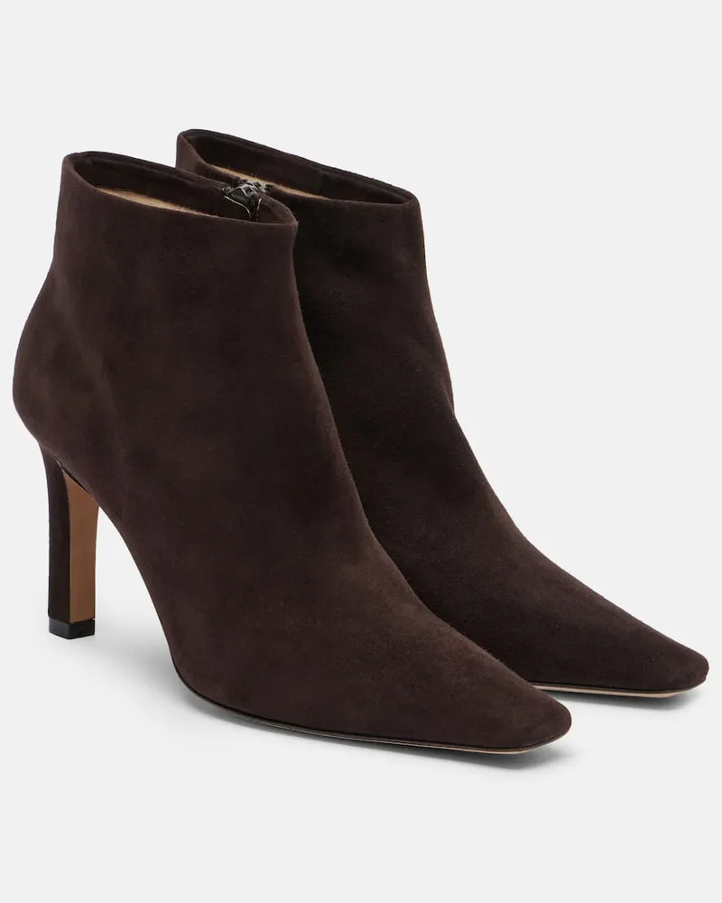 The Row Ankle Boots Carla aus Veloursleder Braun