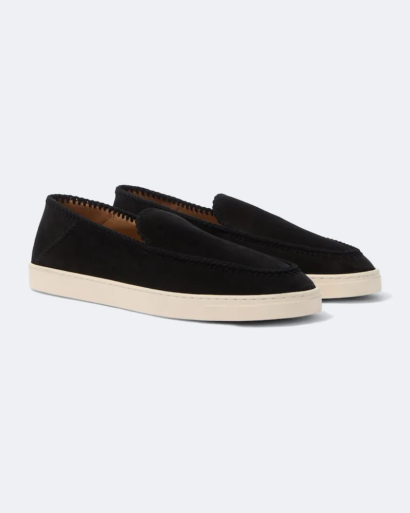 Giorgio Armani Slip-Ons Galleria 3 aus Veloursleder Schwarz