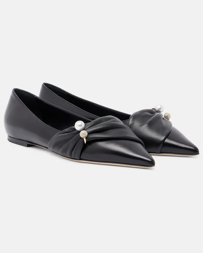 Jimmy Choo Verzierte Ballerinas Rafi aus Leder Schwarz