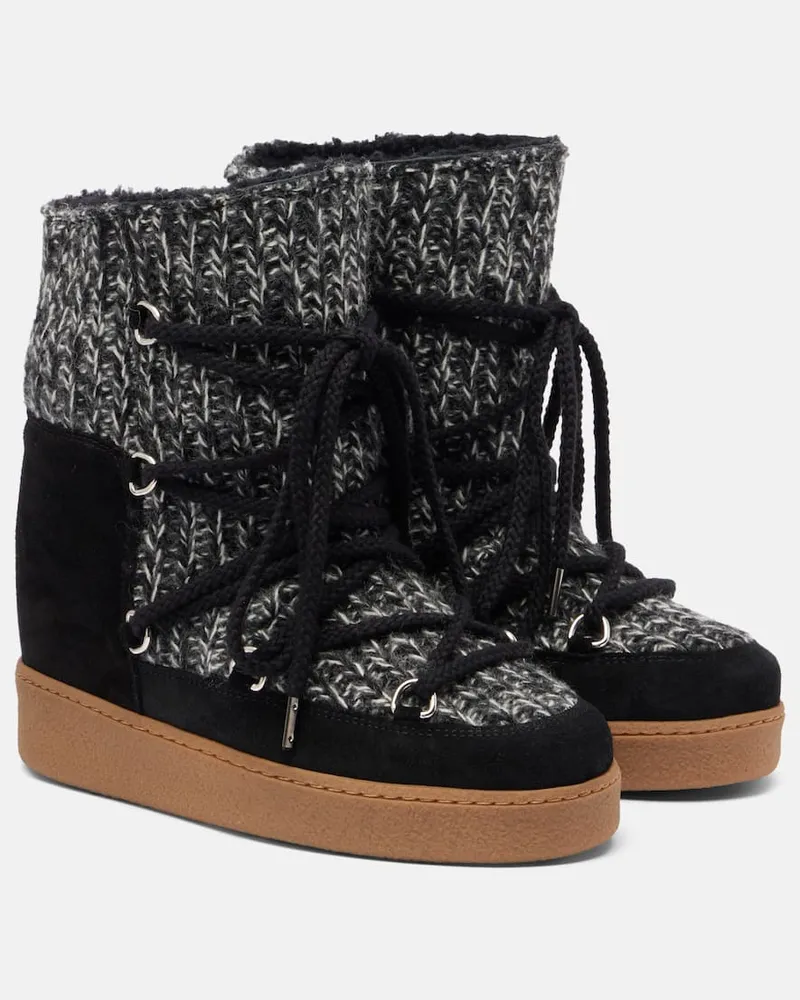 Isabel Marant Schneestiefel mit Veloursleder Schwarz