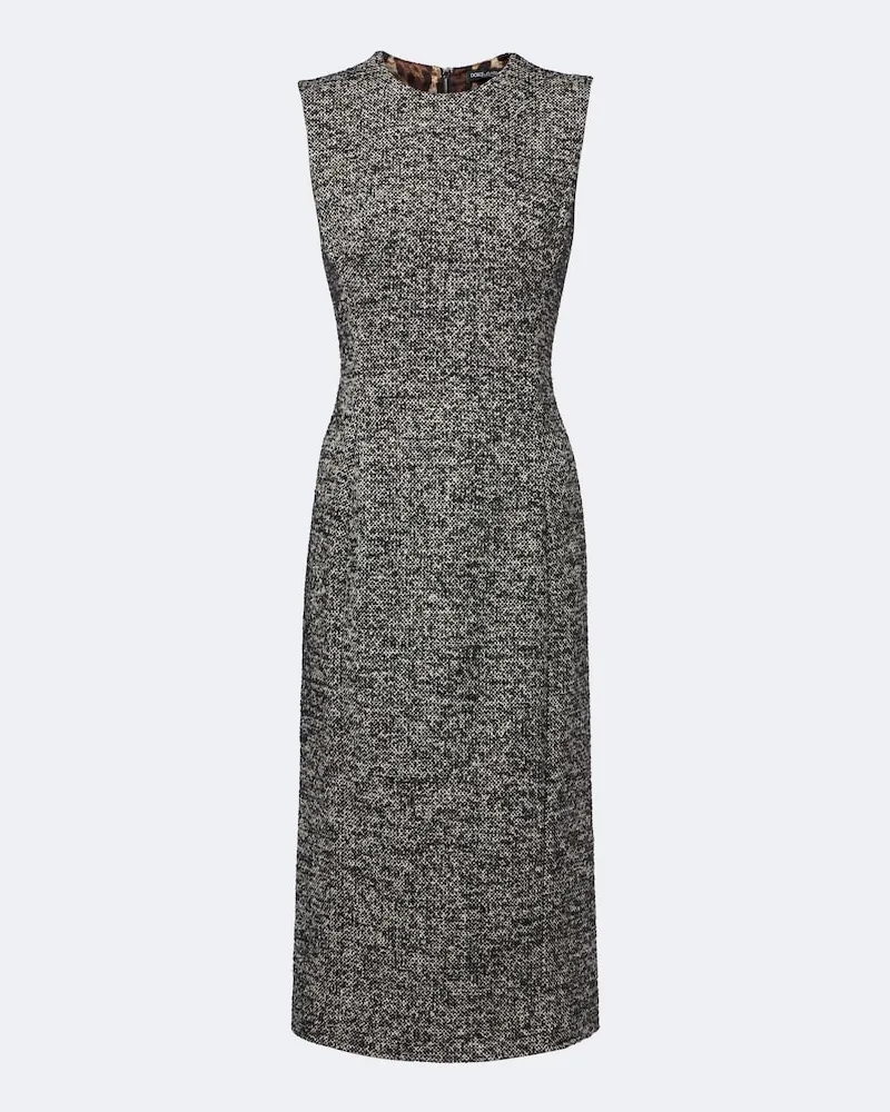 Dolce & Gabbana Midikleid aus einem Woll- und Seidengemisch Schwarz