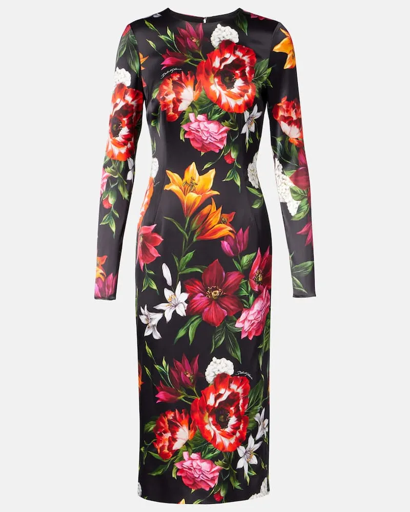 Dolce & Gabbana Bedrucktes Midikleid Schwarz