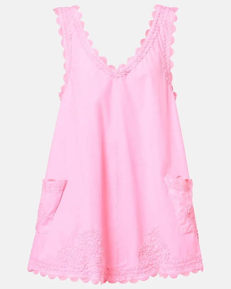 Juliet Dunn Besticktes Minikleid aus Baumwollpopeline Rosa