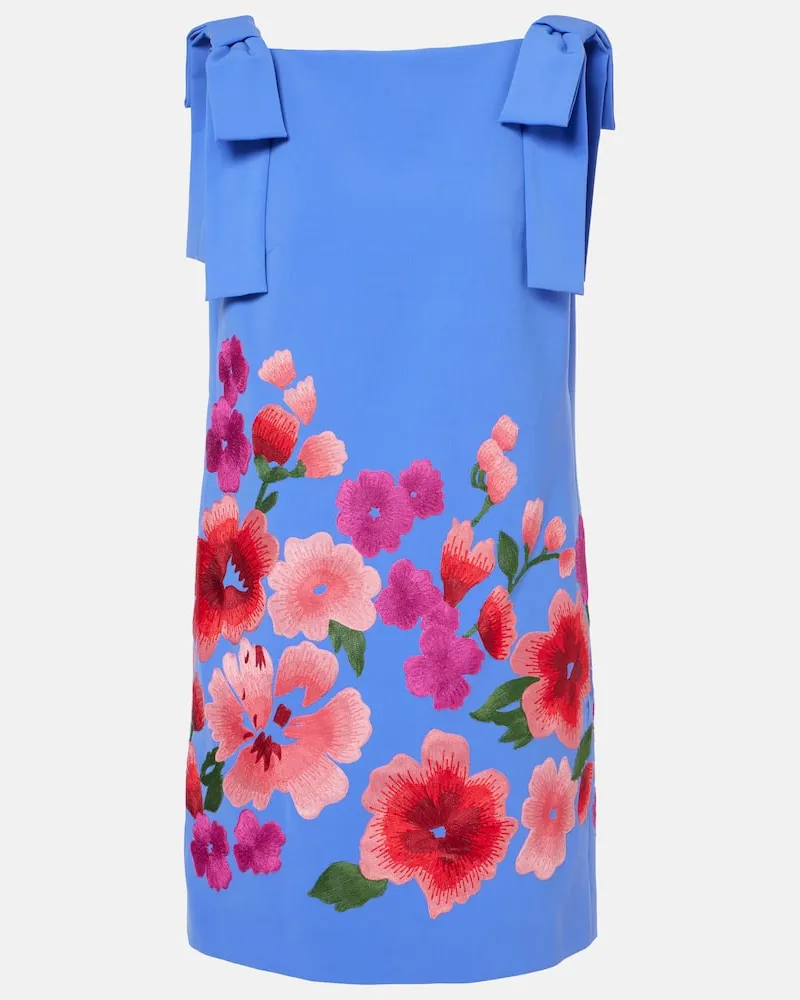 Carolina Herrera New York Besticktes Minikleid aus Crêpe Blau