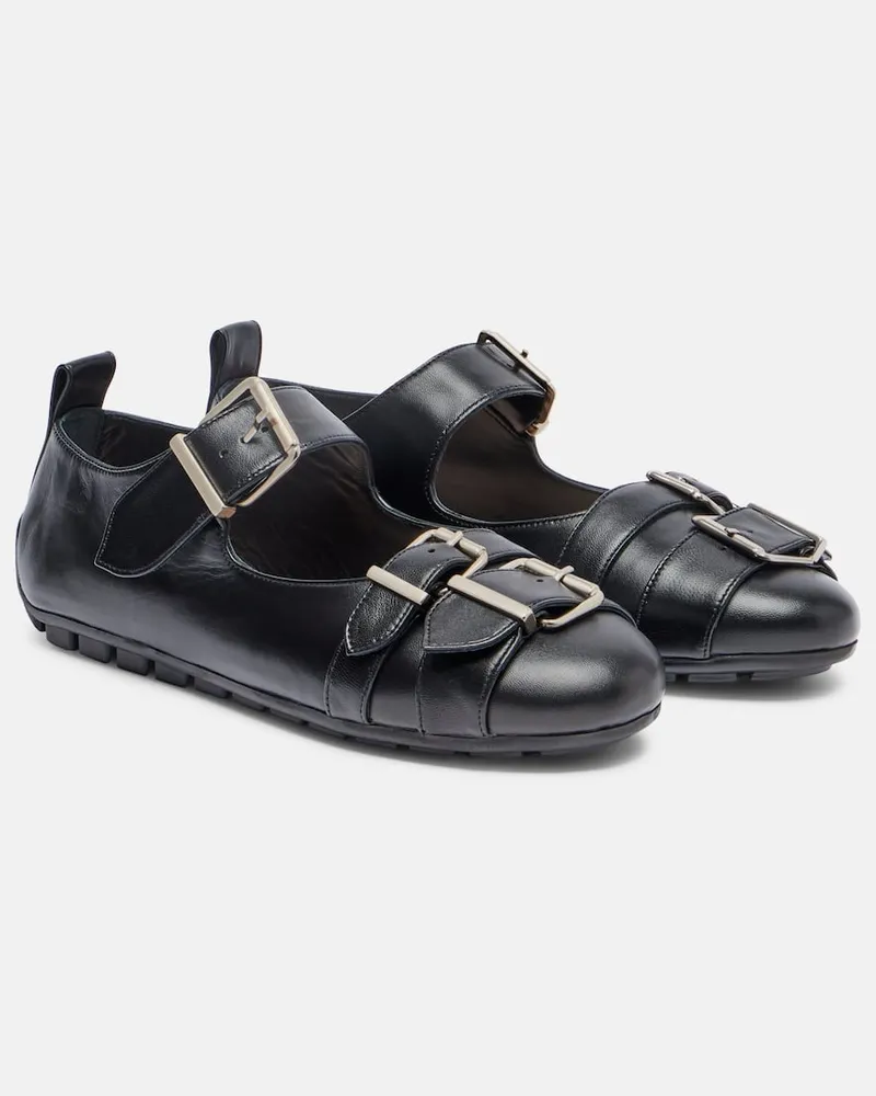 Simone Rocha Ballerinas Buckle Ballerina aus Leder Schwarz