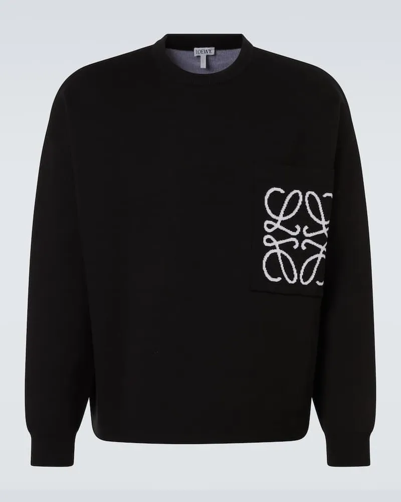 Loewe Bestickter Pullover Anagram Schwarz