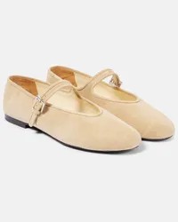 The Row Mary-Jane-Ballerinas aus Veloursleder Beige